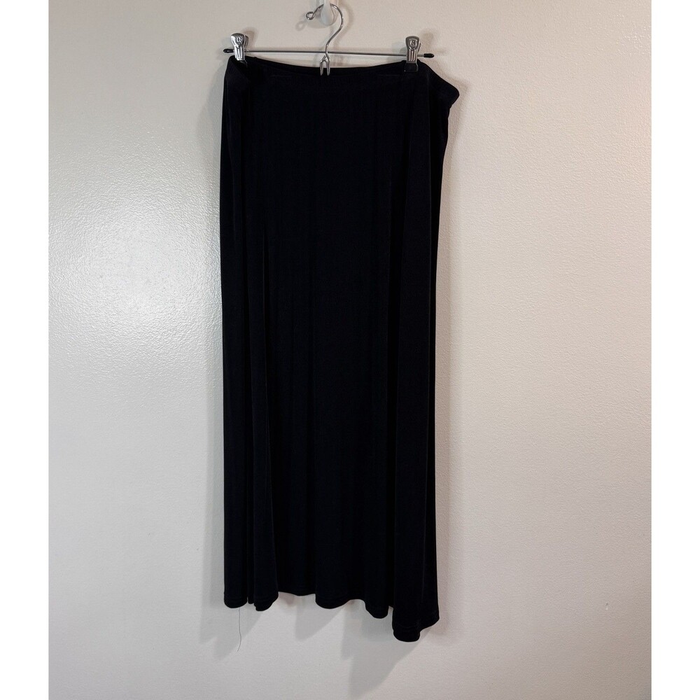 Vintage 90s Vic USA Skirt 1X Black Liquid Slinky Knit Swing Witchy Gothic